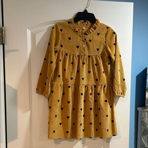 Charming Yellow Heart Print Kids Dress